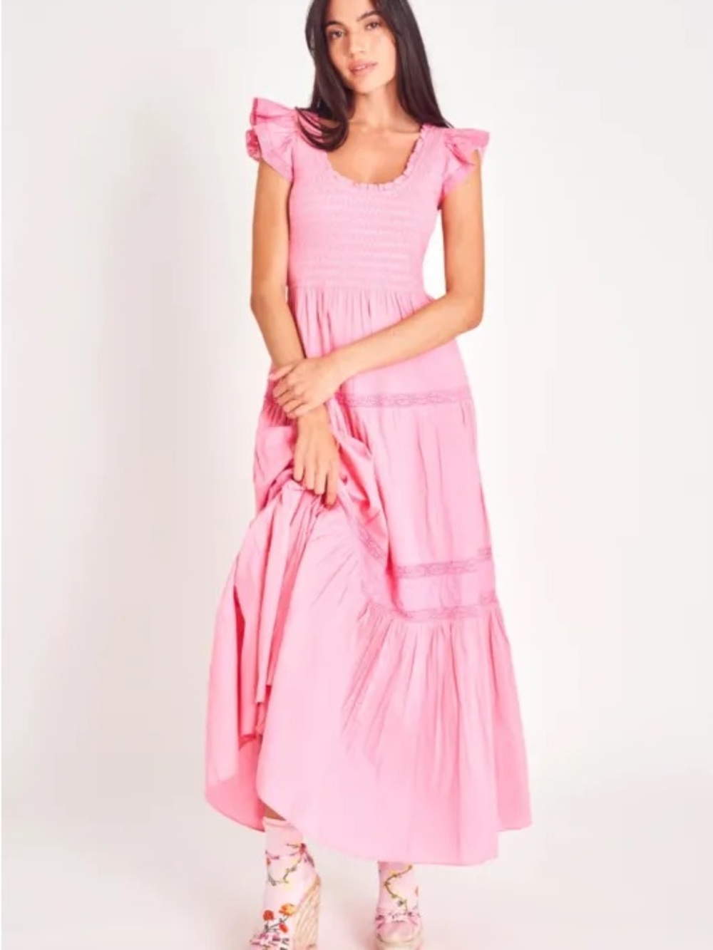 Loveshackfancy Chessie Maxi Dress in Vivid Pink - Picture 3 of 3